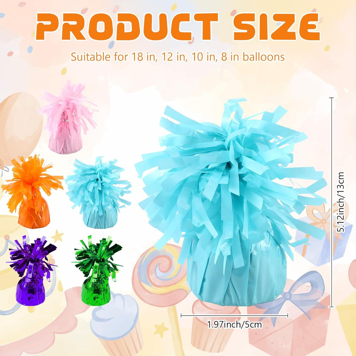 6 Pack Baby Blue Balloon Weights Metallic Holder Anchors Balloon Holder Weights for for Birthday