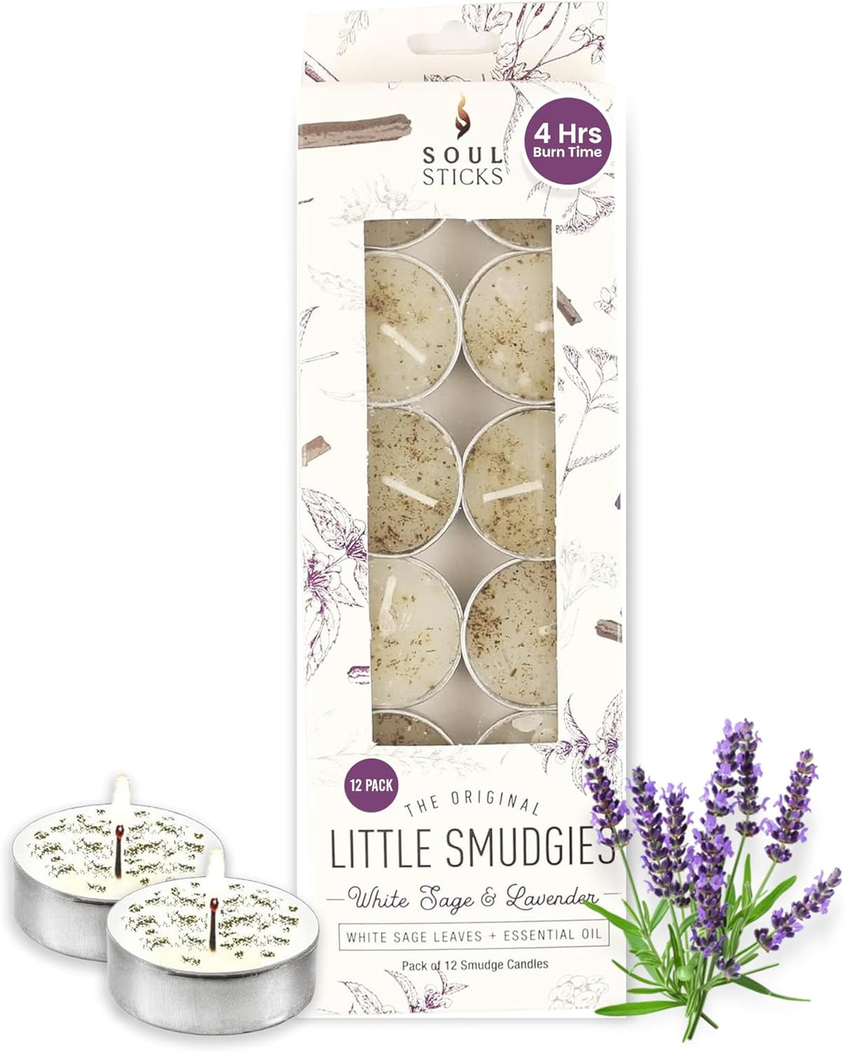 SOUL STICKS 12 Pack Little Smudgies Tealight Candles Smudge Candle for Cleansing House, Meditation