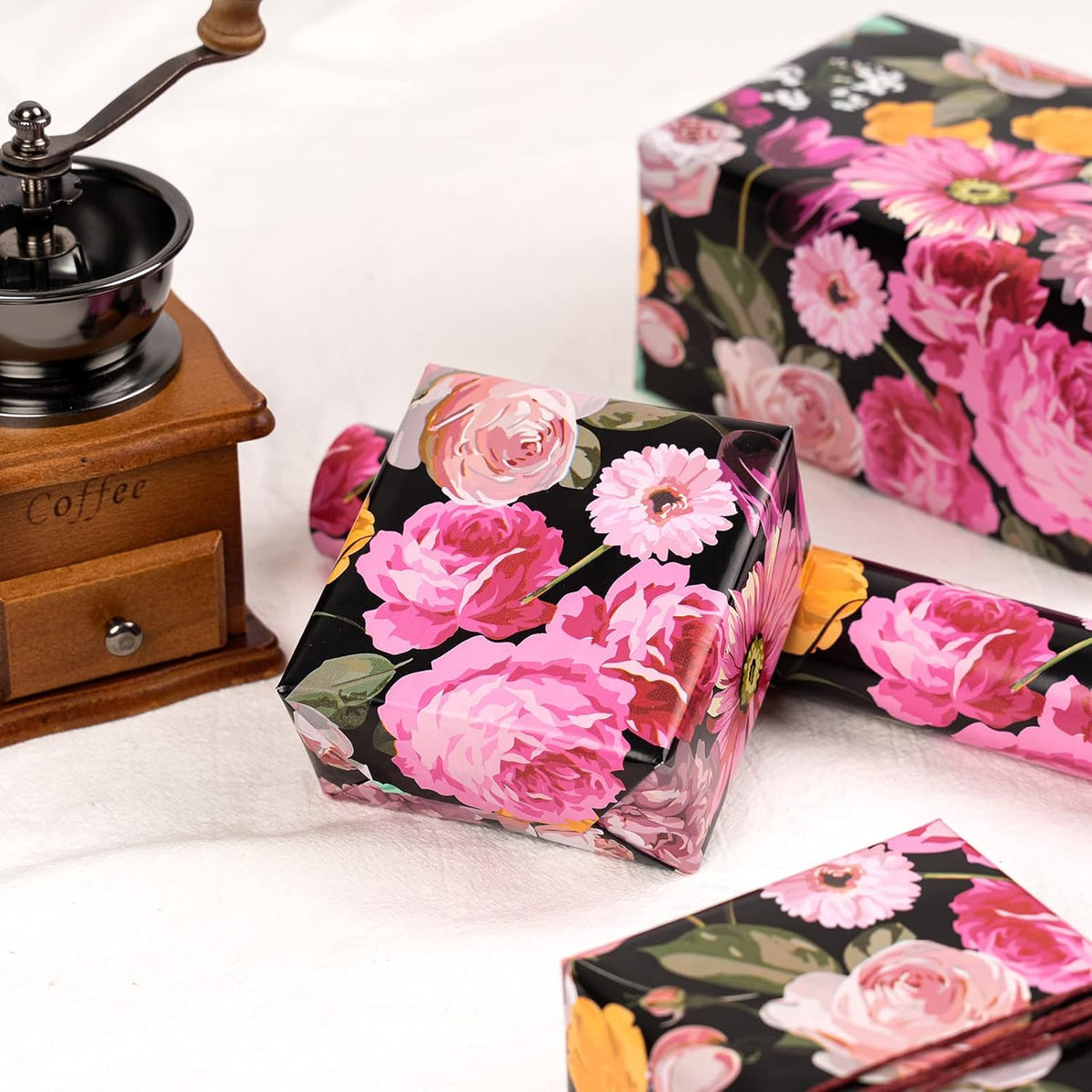 WRAPAHOLIC 30 Inch Jumbo Reversible Floral Wrapping Paper - 30 Inch X 33 Feet - Colorful Floral
