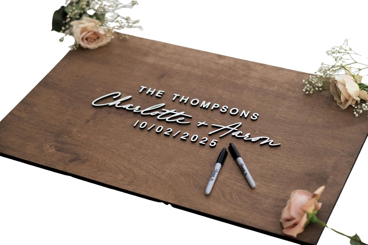 Personalized Last Name Guest Book, Unique Guest Book Sign, Custom Alternative Guest Book, Wooden