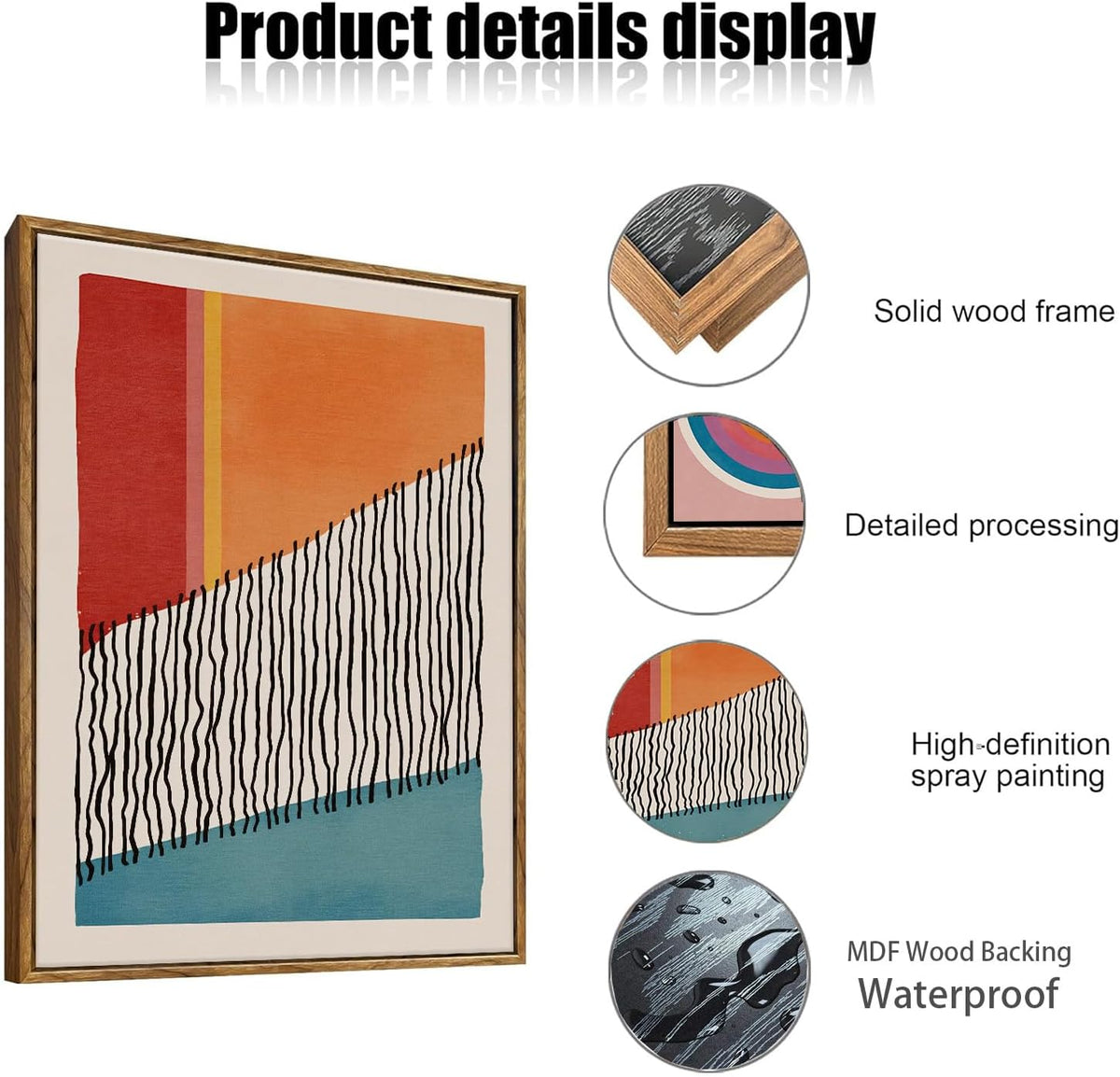 myusuar 3 Piece Large Modern Abstract Canvas Framed Wall Art For Living Room, Midcentury Minimalist