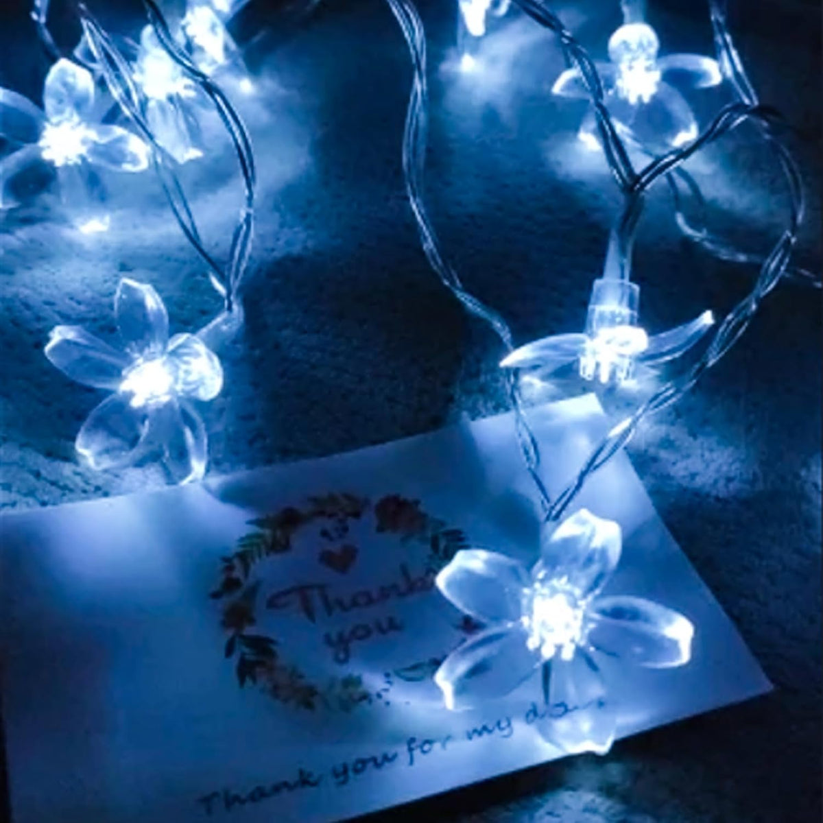 Fairy Cool White Flower String Lights, 33ft 100 LED Plug in 8 Lighting Mode Cherry Blossom Indoor