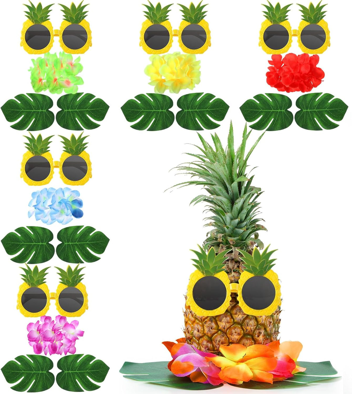 6 Sets Hawaiian Table Centerpieces Pineapple Luau Party Table Decorations Tropical Decor for Beach