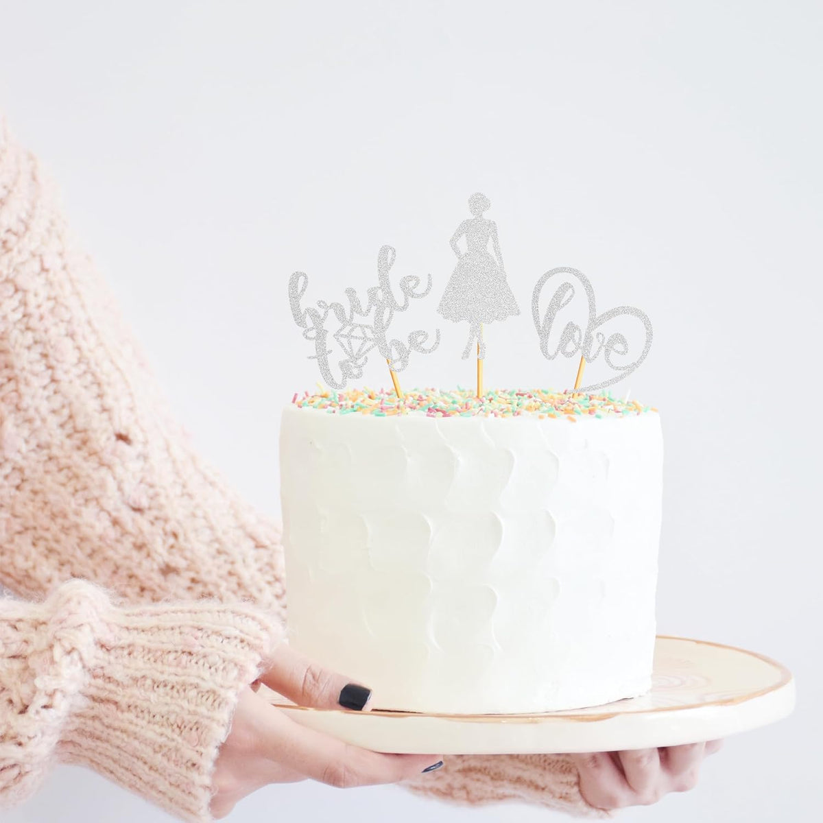 Sotpot 24PCS Bride to Be Cupcake Toppers with Heart Silver Glitter Dress Bridal Shower Cupcake