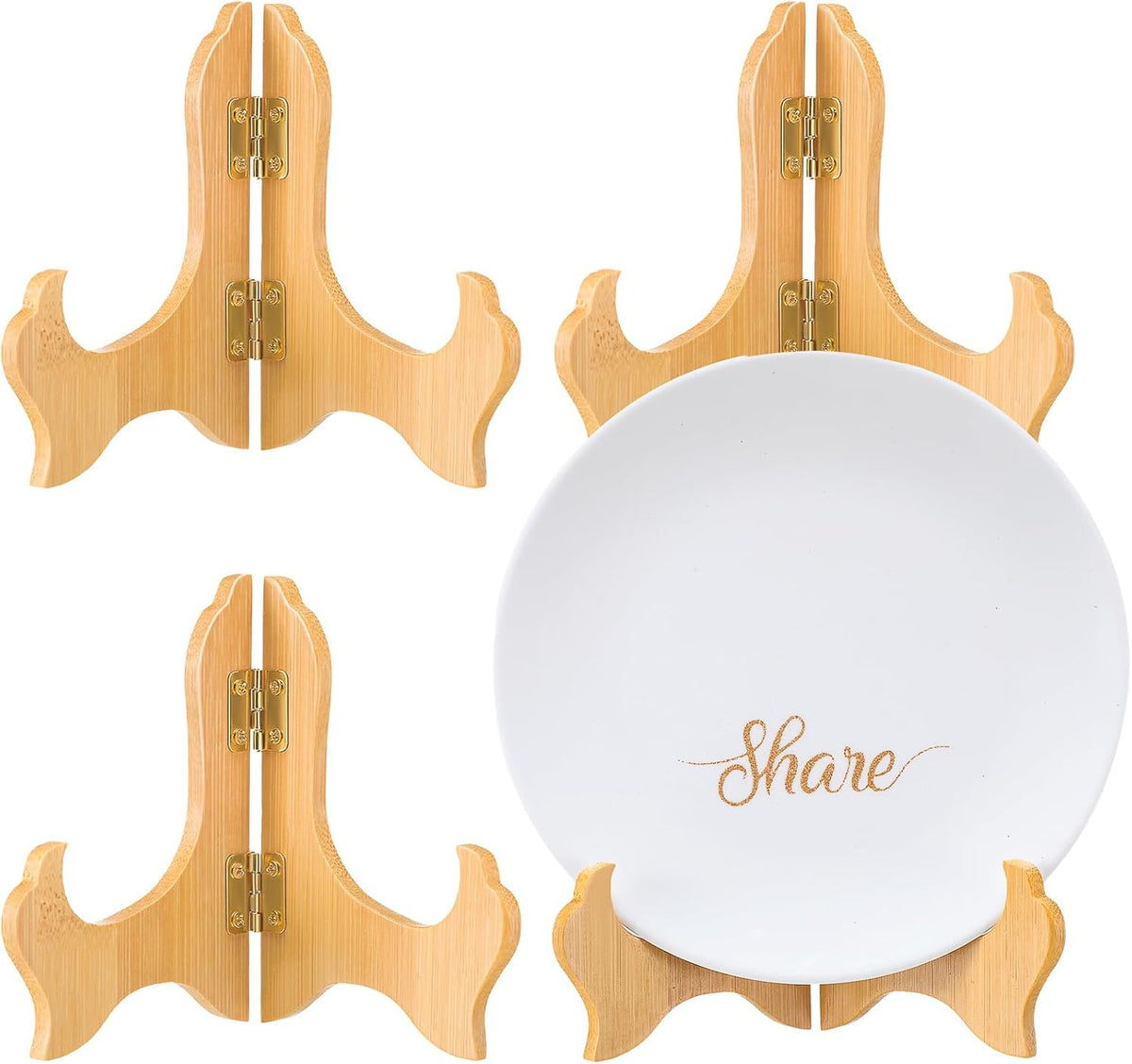 Tatuo 4 Packs Wooden Display Stand Decorative Plate Stands for Display Picture Frame Holder