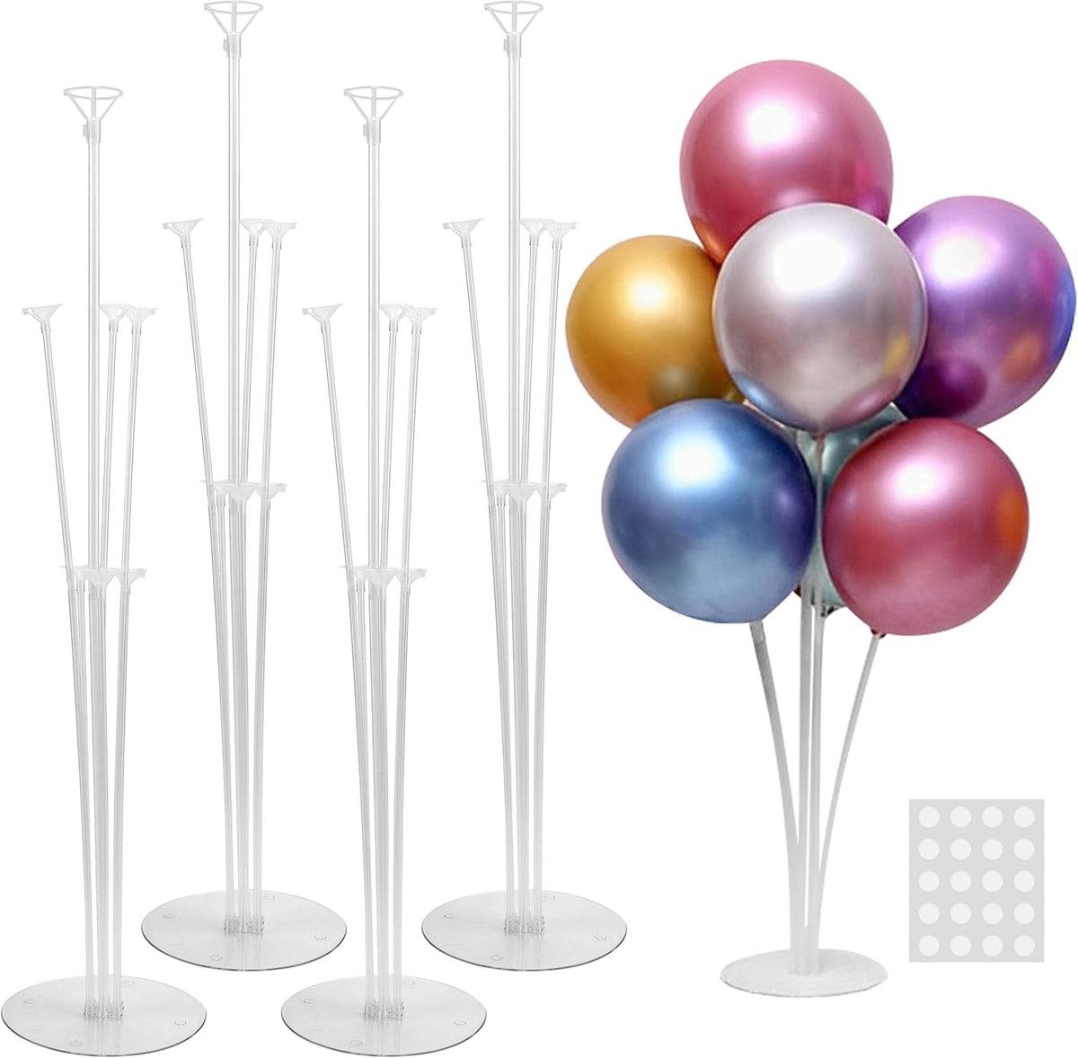 JOYYPOP 4 Sets Balloon Stand Kit For Table, Balloon Sticks with Base Birthday Graduation Party