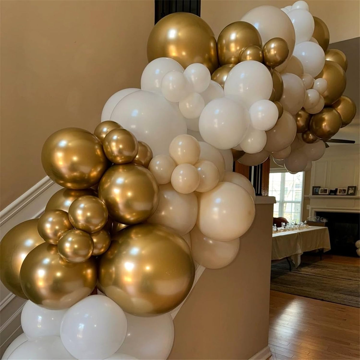 Beige and Champagne Gold Balloon Set, 60Pcs 12 Inch Nude Cream Retro White Sand Balloons with