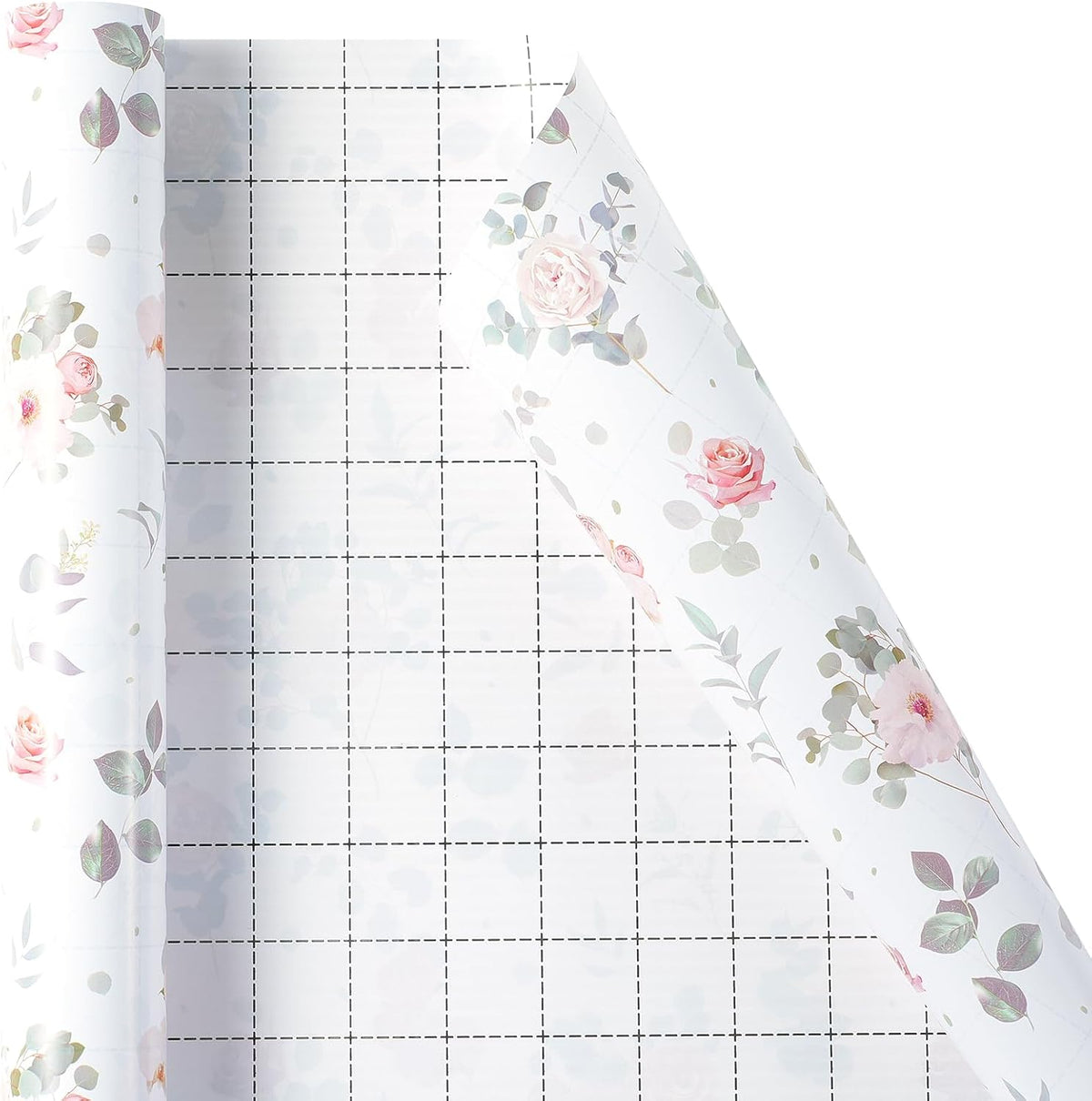 Ulmasinn Floral Wrapping Paper Roll - 17 Inches x 33 Feet - Vintage Romantic Rose Flower Gift Wrap
