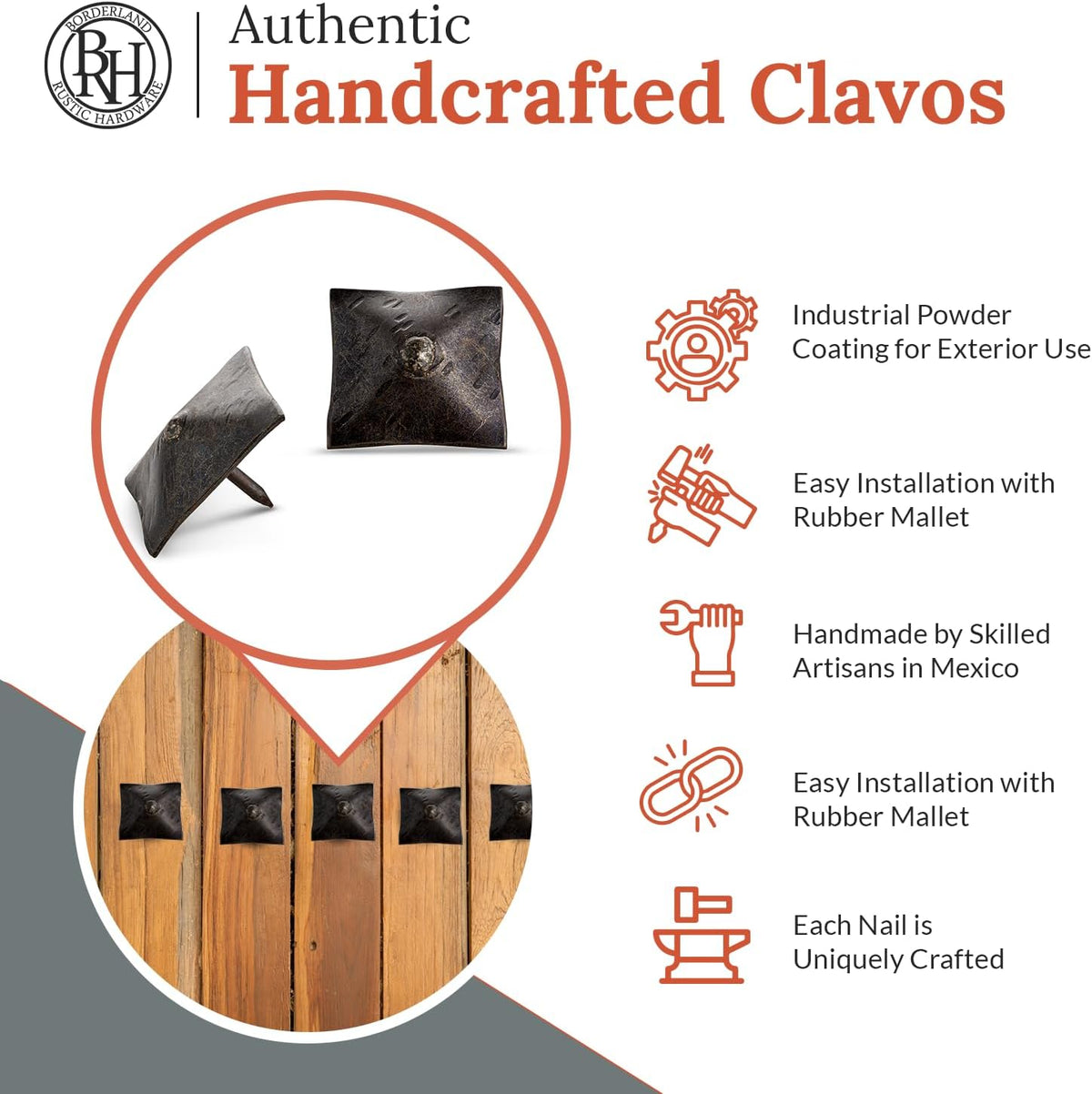 100 Pack 1.5" Square Head Iron Clavos Decorative Nails – Sealed Unfinished – Handmade Rustic Square