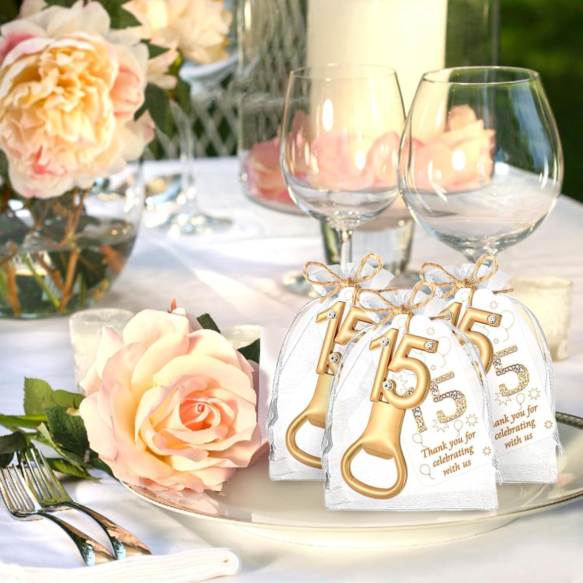 50Pcs 15 Gold Bottle Openers For 15th Birthday Party Favor 15th Birthday Bottle Opener Set Gift For