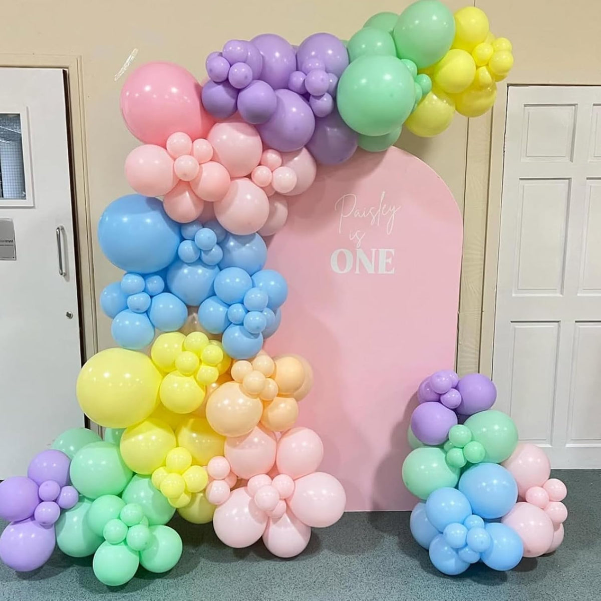 Pastel Balloons Garland Arch Kit, Rainbow Party Balloons, Multicolor Macaron Balloons for Birthday