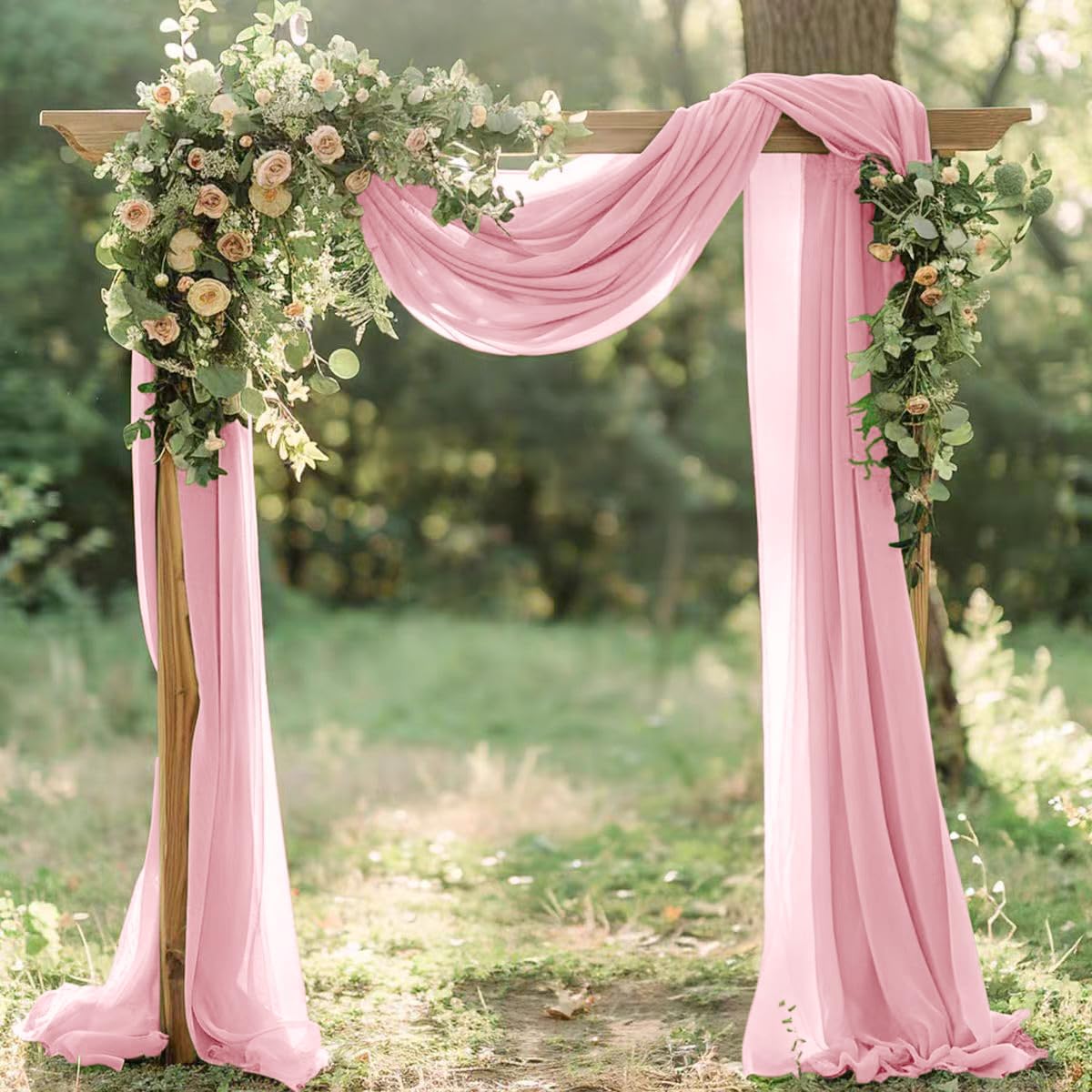 Dusty Rose Elegant Arch Draping Fabric Outdoor 1 Panel 29" × 20Ft Sheer Chiffon Curtain Drapes for