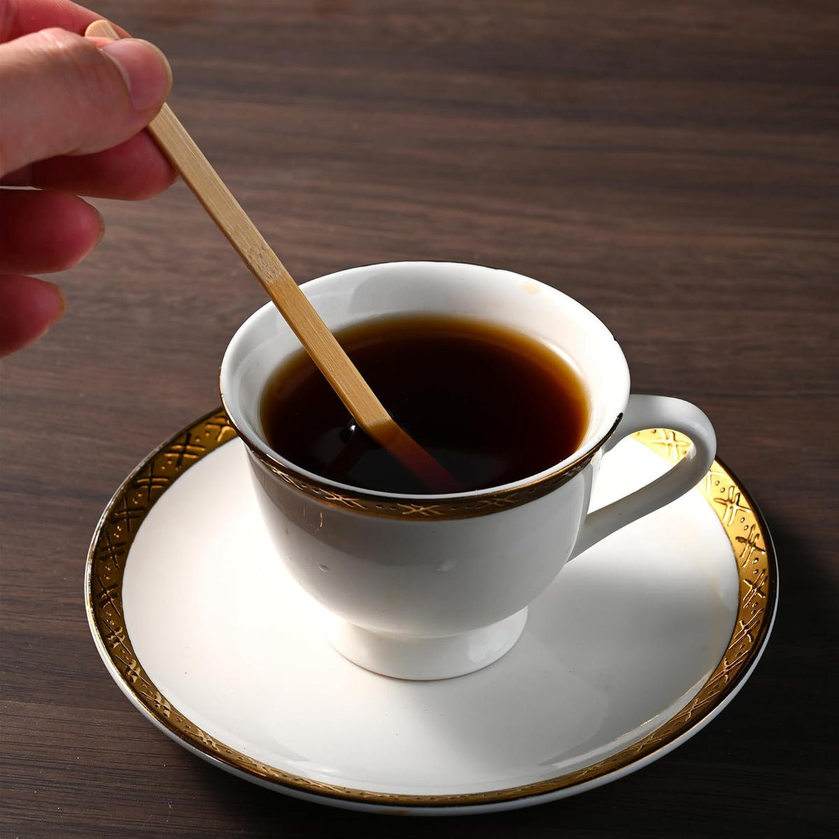 VIWIK 500 Pack Coffee Stirrers 5.5 Inch Coffee Bar Accessories - Individually Wrapped Wood Bamboo