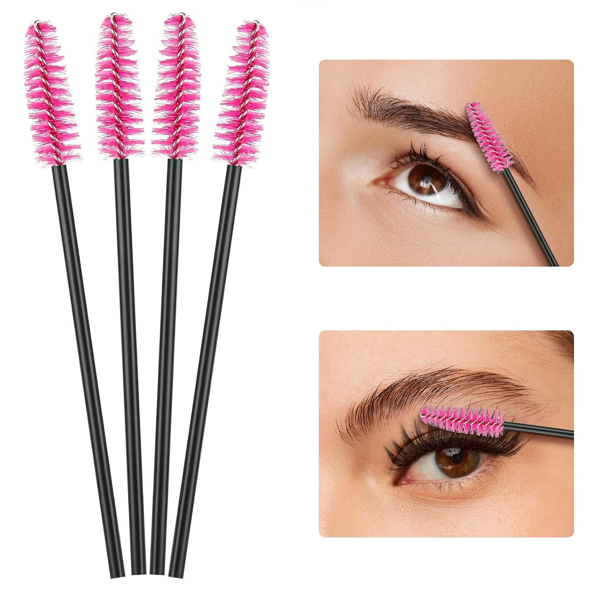 BTYMS 500 Pieces Disposable Mascara Wands Eyelash Brush Brow Brushes Applicators Lash Spoolies for