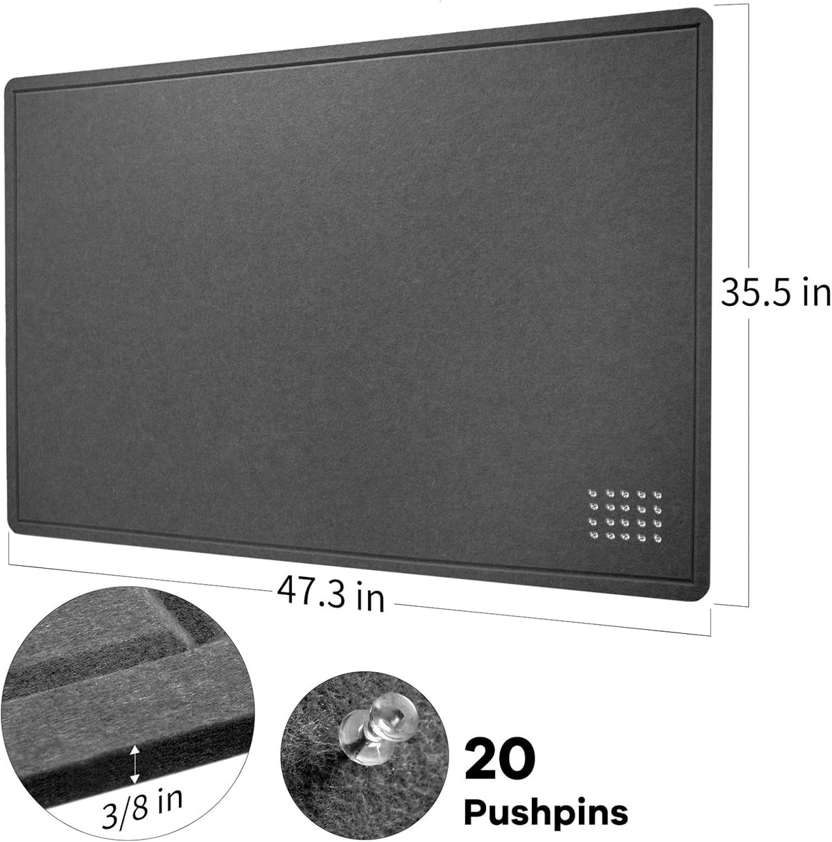 Large Bulletin Board - 48 x 36 Inches, Decorative Felt Pin Board for Wall - 4' x 3' Foldable Photo