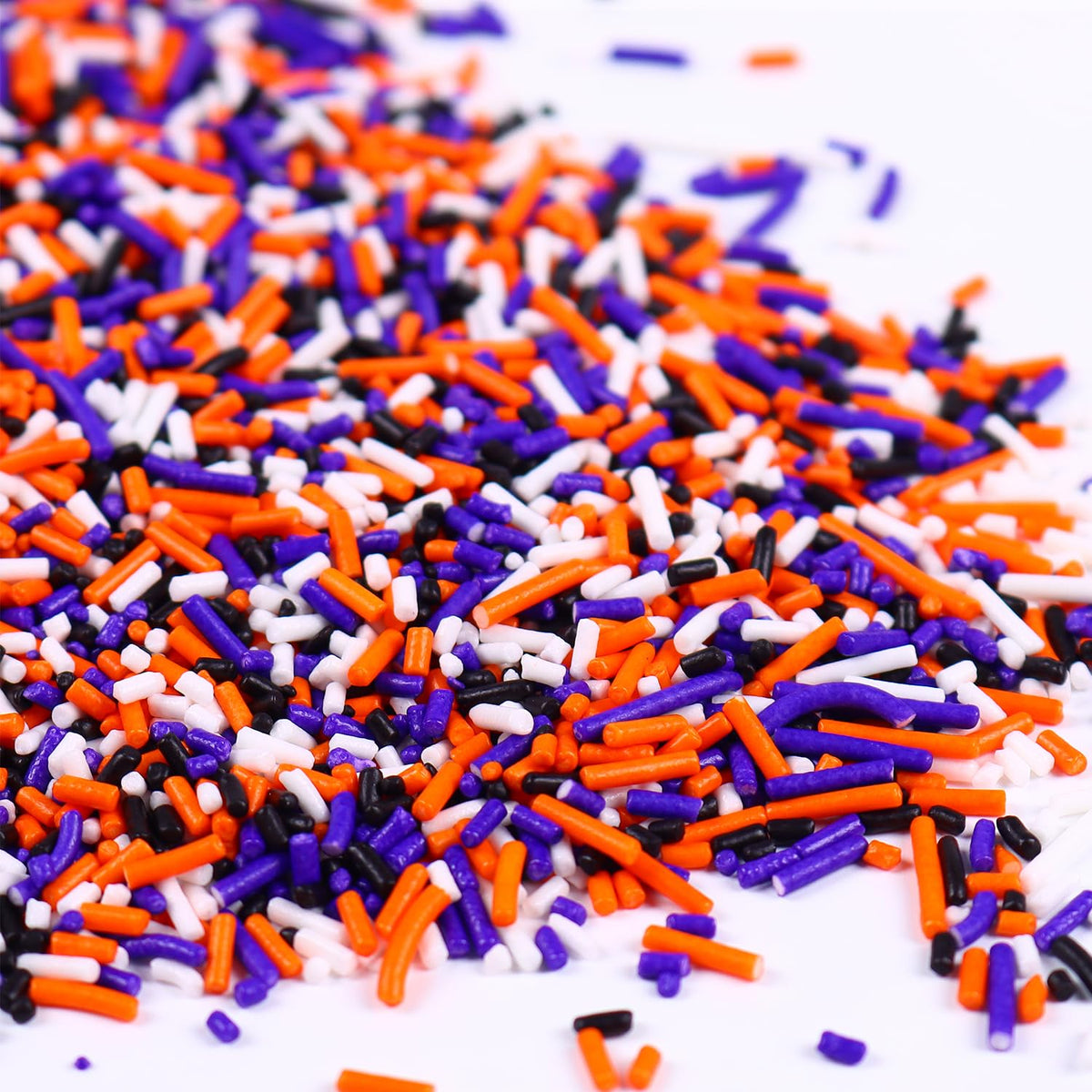 Edible Halloween Jimmies Sprinkles, Halloween Sprinkles, White, Purple, Orange, and Black