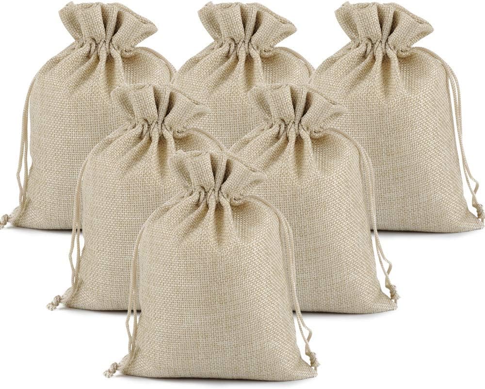 Lucky Monet 25/50/100PCS Burlap Gift Bags Wedding Hessian Jute Bags Linen Jewelry Pouches with