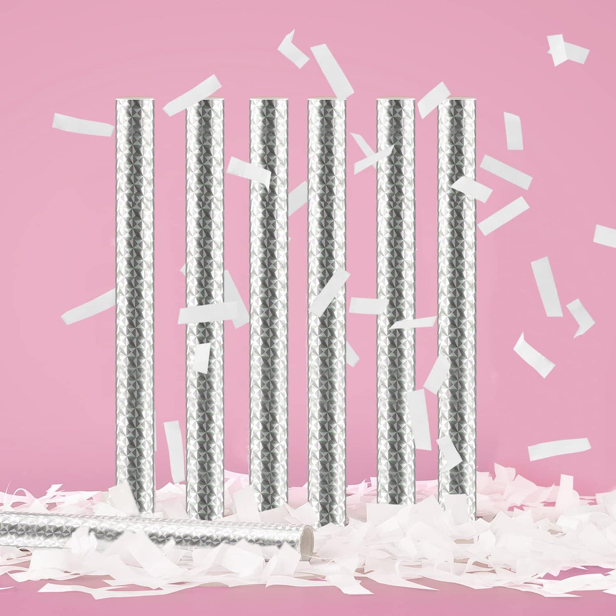 BATTIFE 7Pack White Confetti Wands, Confetti Shoot Poppers, Tissue Paper Flick Flutter Sticks for