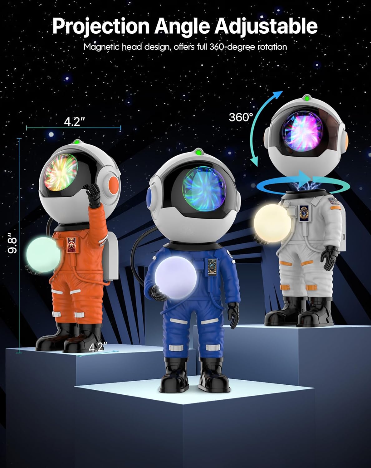 Rossetta Astronaut Galaxy Projector, Star Projector for Bedroom, LED Night Light for Kids Room with
