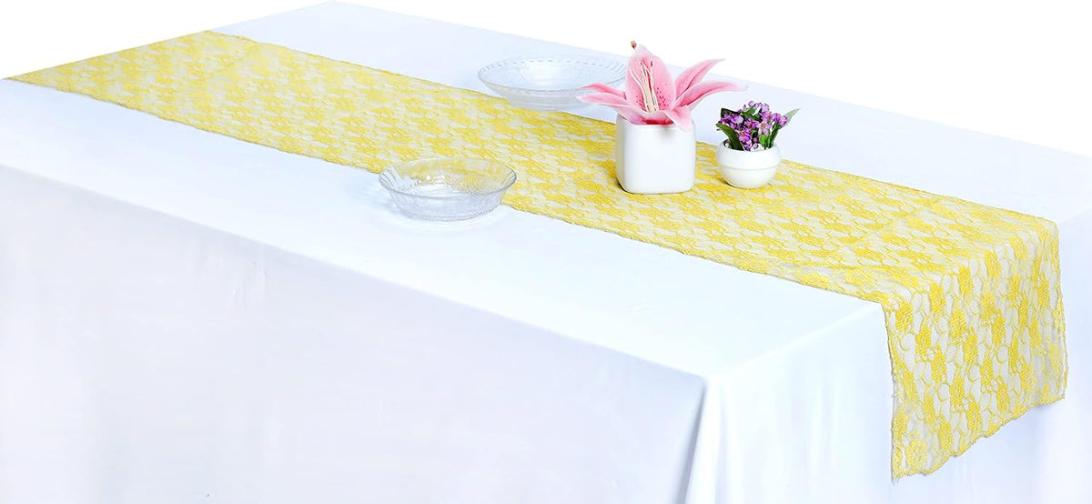 MDS Pack of 10 Wedding 12 x 108 inches Lace Table Runner for Wedding, Decorations for Birthday