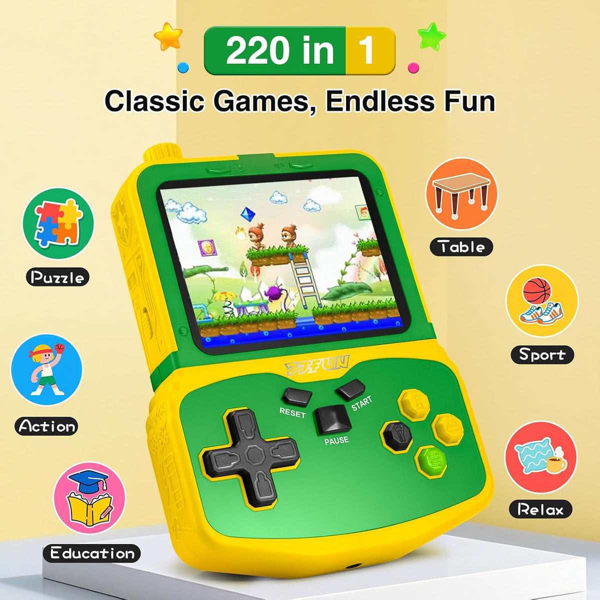 Kids Handheld Video Game Player, 220 Preloaded Classic Games, Portable Plug & Play Retro Game