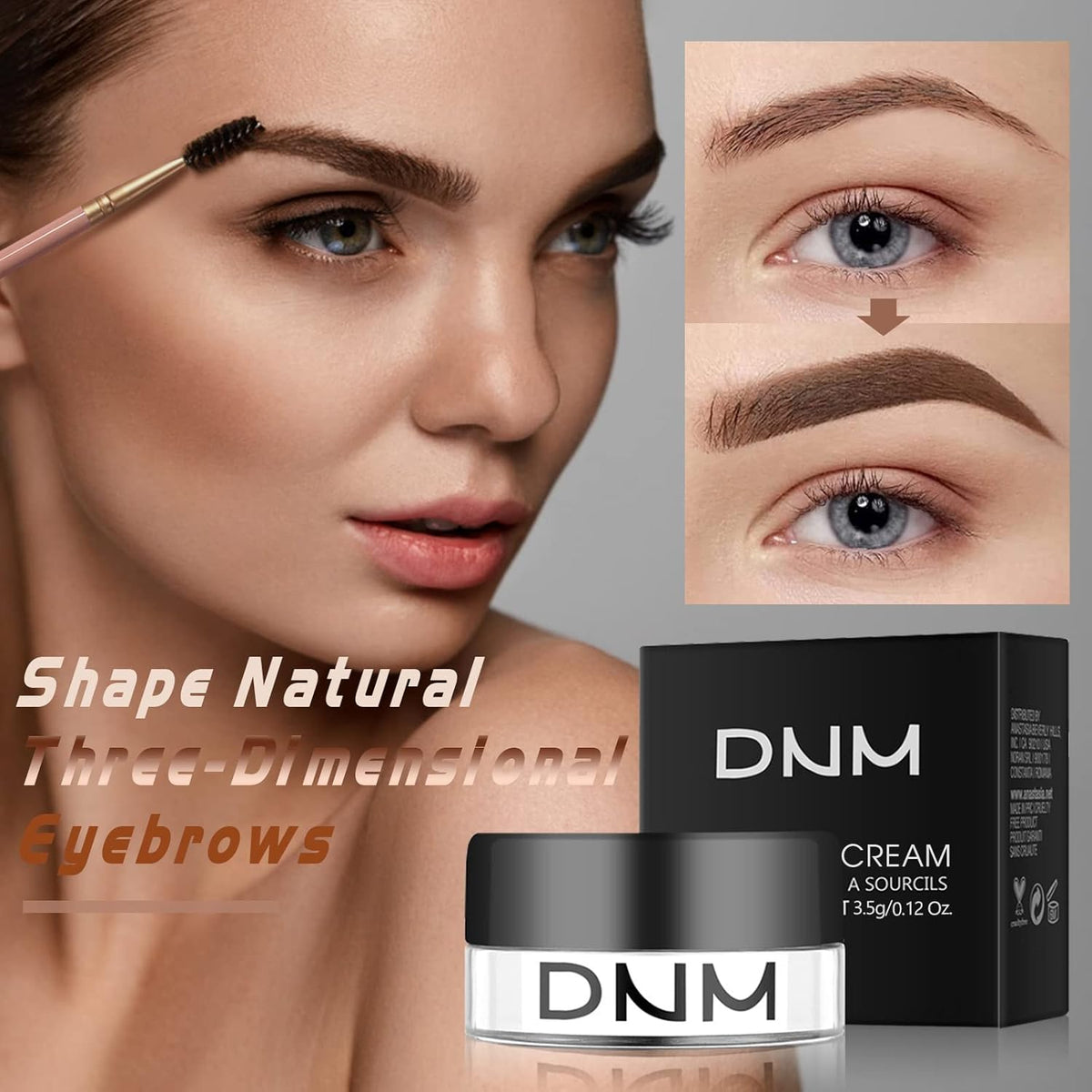 2Pcs Brow Pomade Set with Dual-ended Eyebrow Brush, High pigment Water proof Natural finish Eyebrow