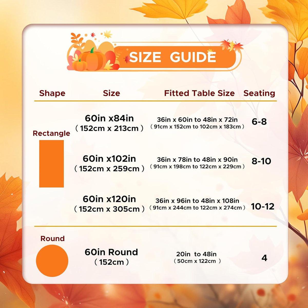 sancua 6 Pack Rust Tablecloth 60 x 102 Inch, Rectangle Thanksgiving Burnt Orange Table Cloth for 6