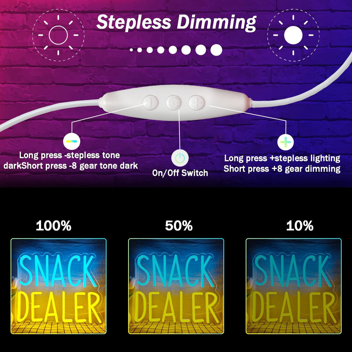 Snack Dealer Neon Sign Snack Bar Led Neon Sign for Wall Decor Dimmable Snacks Neon Light USB