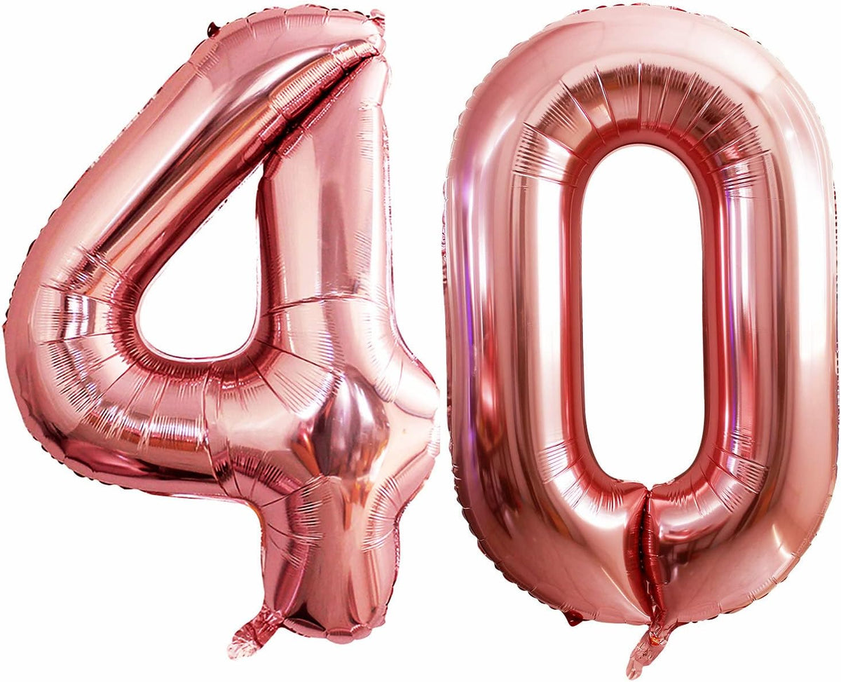 GOER Number 40 Balloons for 40th Birthday Party Decorations,42 Inch Jumbo Foil Helium Balloons for