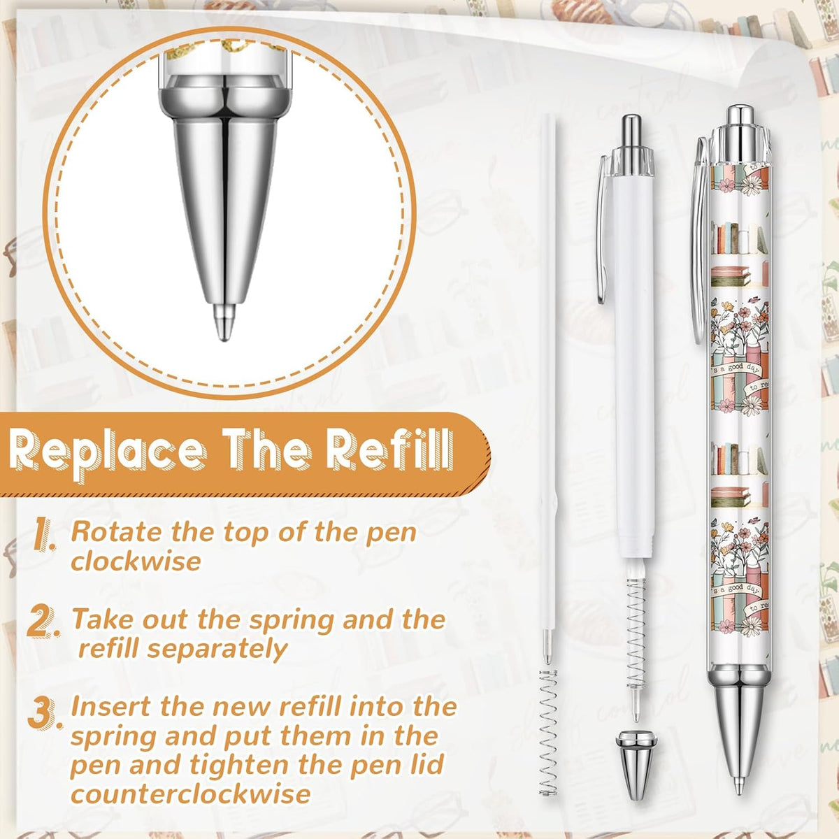 24 Pcs Book Lovers Pens Bulk Reading Theme Gifts Bookish Ballpoint Pens Reading Book Club Gifts