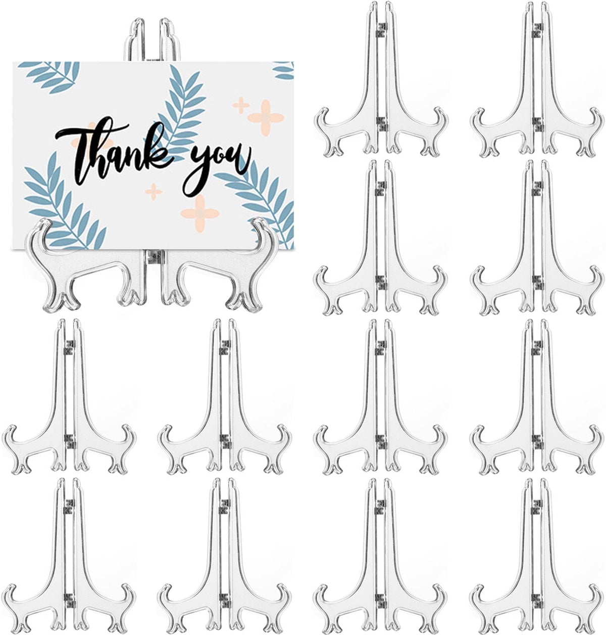 12 Pack 3 Inch Clear Plastic Easels or Stand/Plate Holders to Display Pictures or Other Items at