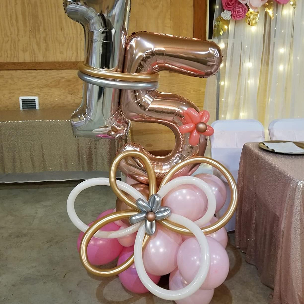 40" Rose Gold Number 0 Balloon for Girls, Large Self Inflating Helium Foil Number Balloons Set 0-9