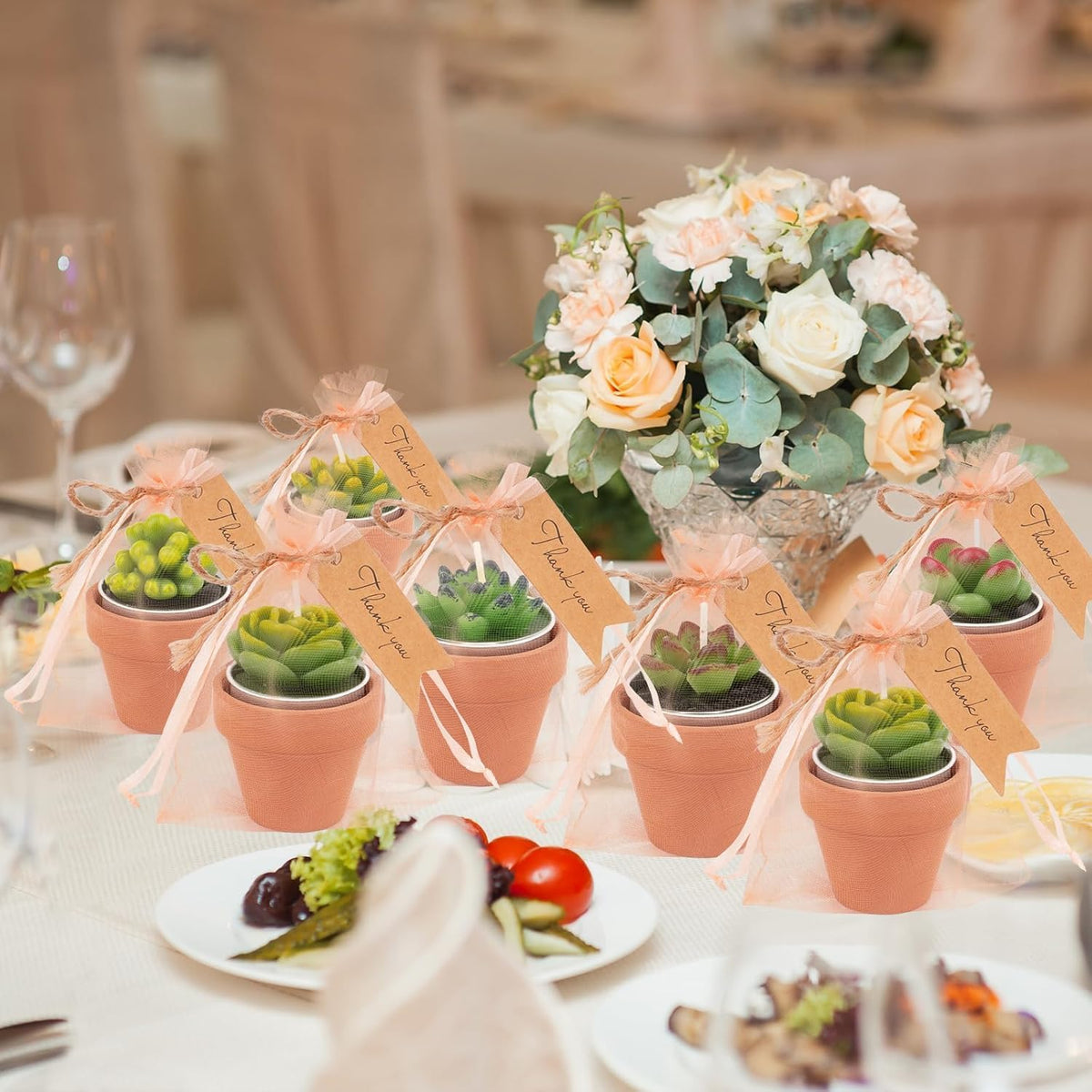 36 Pcs Succulent Cactus Candles Party Favors- Succulent Tealight Candles, Bulk Candle for Favors