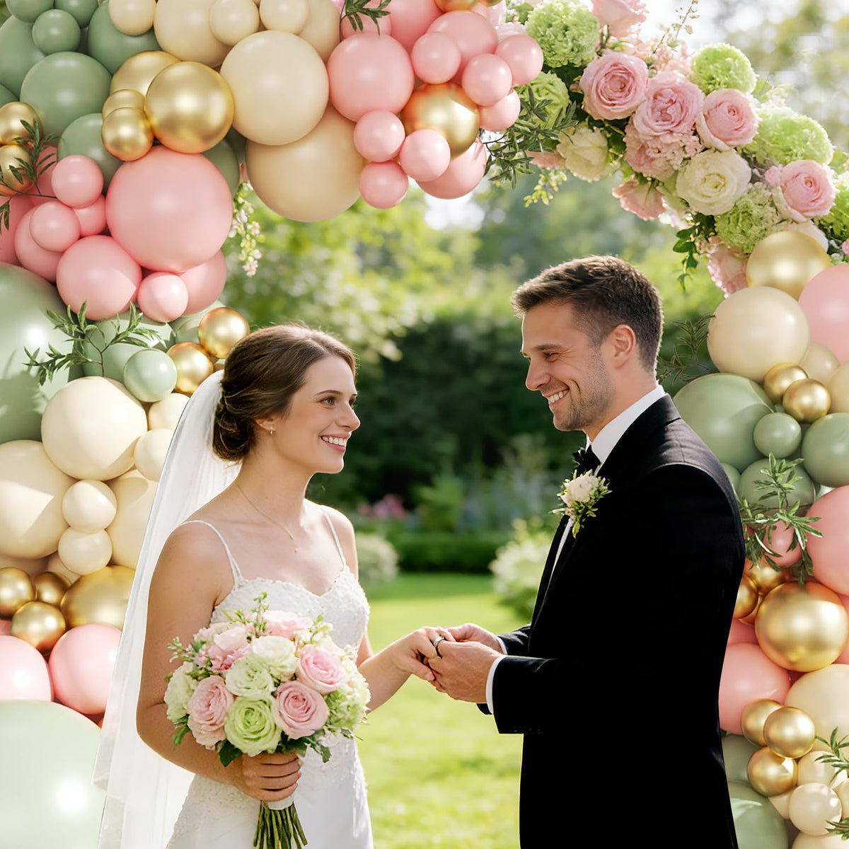 Pink and Green Gold Balloon Arch Kit for Baby Shower Birthday Decorations