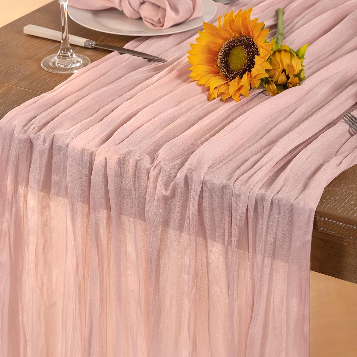 Pink Cheesecloth Table Runner Fall Table Runner Boho Gauze 120 Inches Light Pink Cheese Cloth Fall