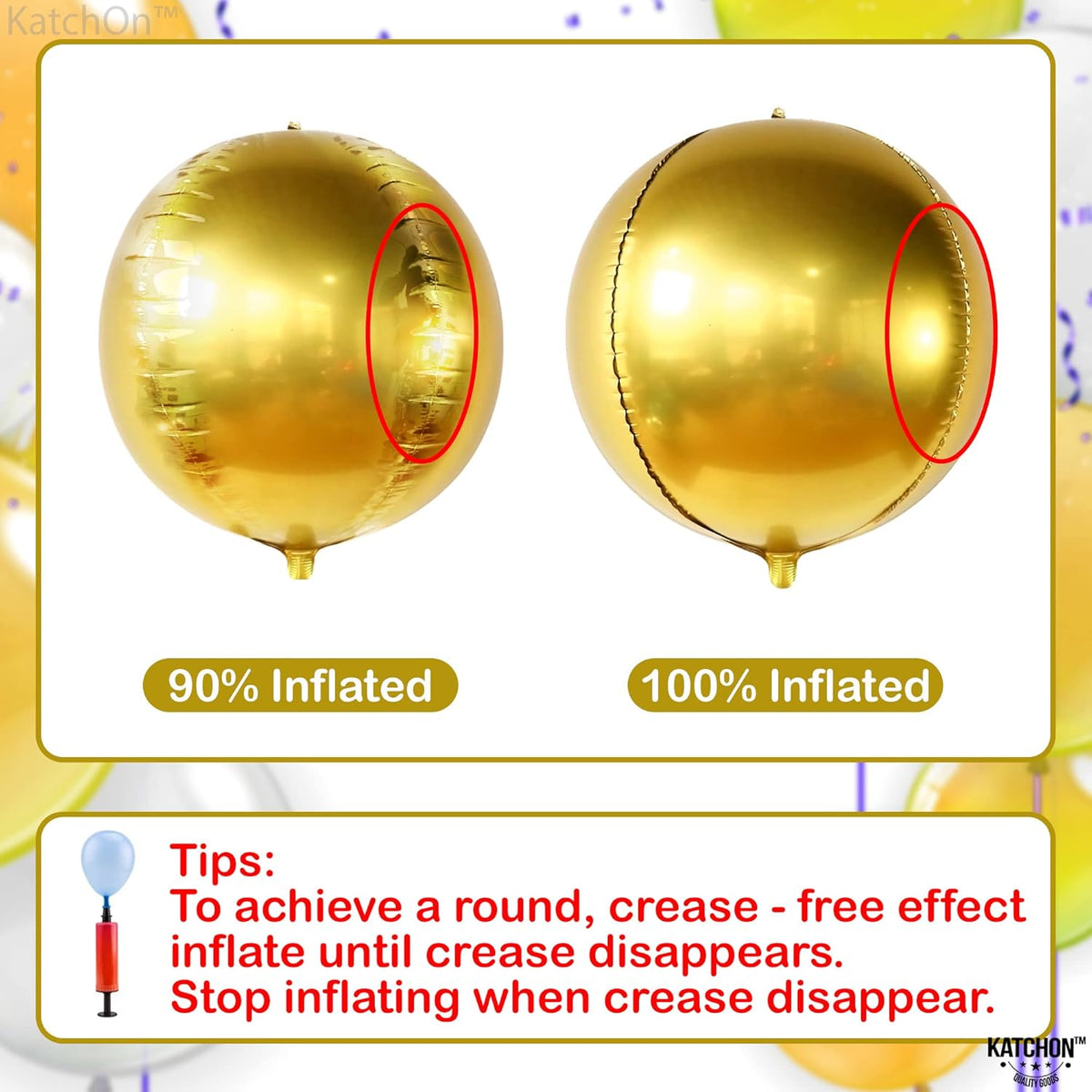 KatchOn, Big Gold Foil Balloon - 22 Inch, Pack of 6 | Gold Mylar Balloons for Golden Party