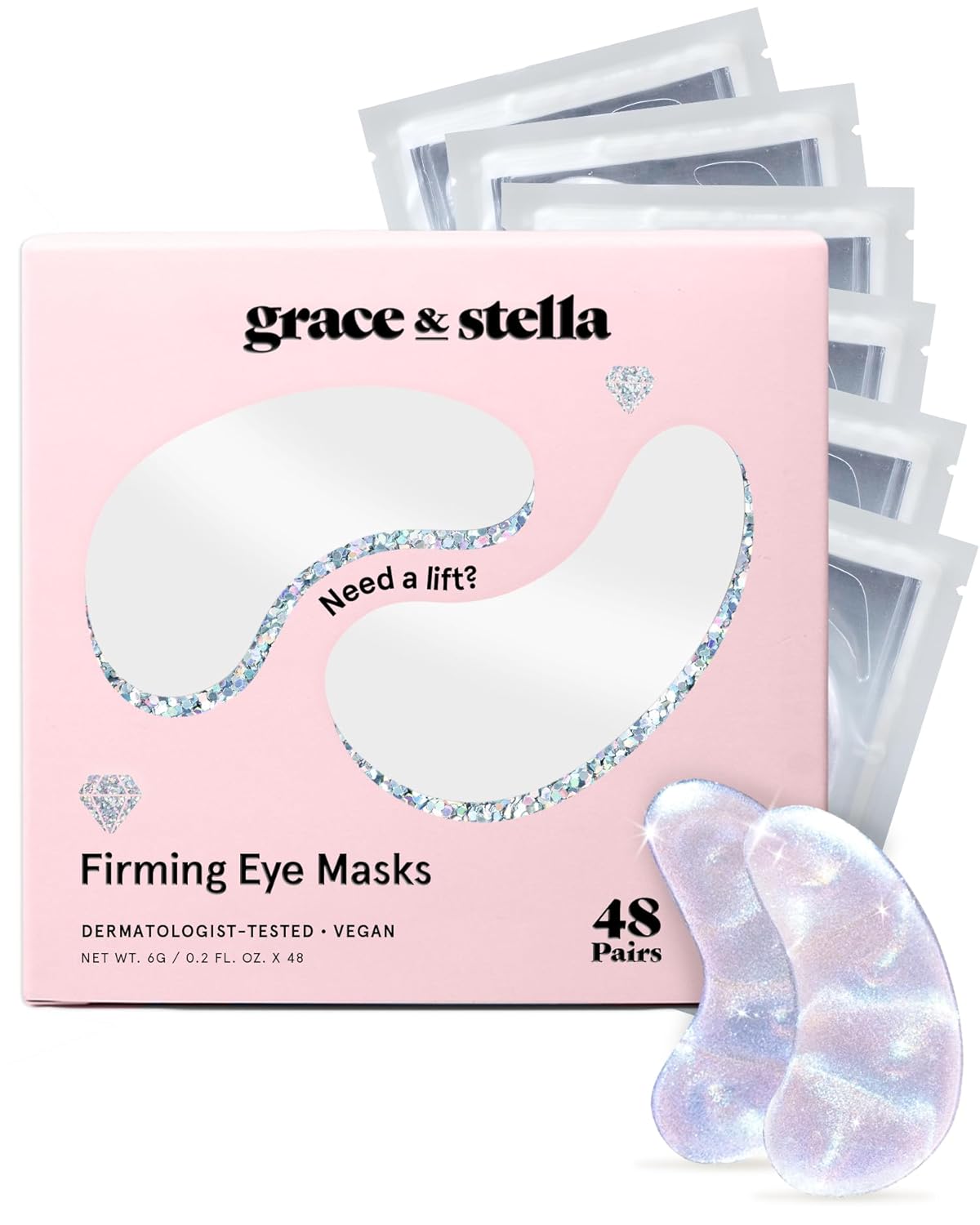grace & stella Peptide Under Eye Patches with Niacinamide & Rice Extract - Firming Eye Masks for