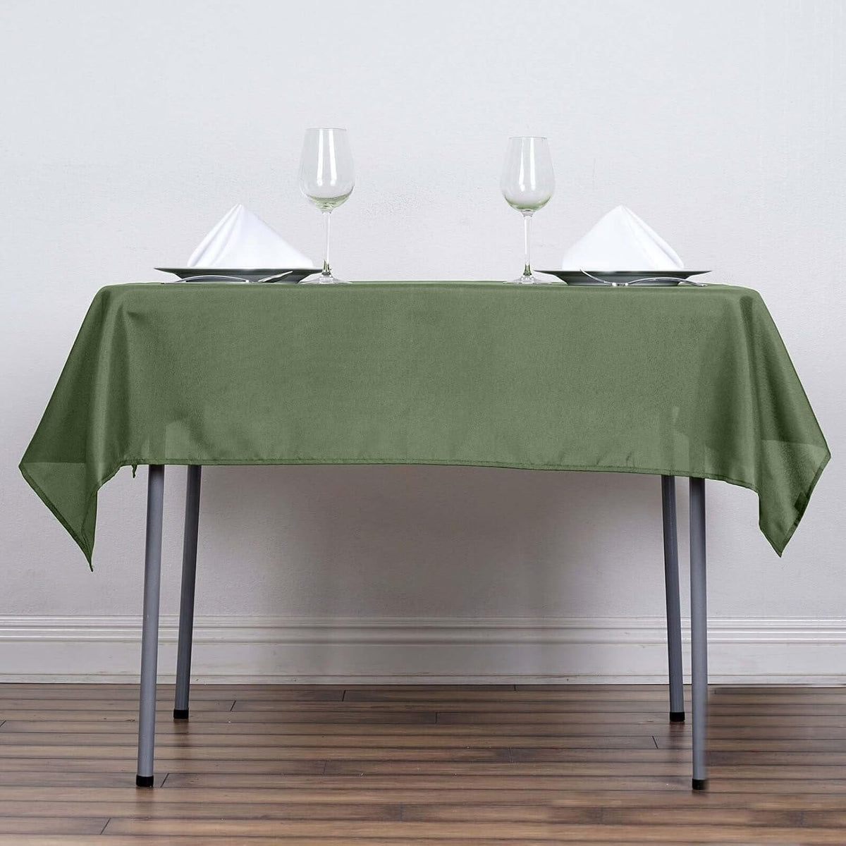 Efavormart 54x54 Moss Green Wholesale Linens Seamless Polyester Square Linen Tablecloth for Wedding