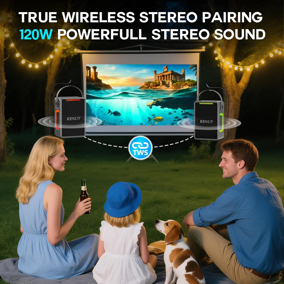Portable Bluetooth Speaker 60W IPX6 Waterproof Wireless Speakers with Deep Bass, TWS Pairing, DSP