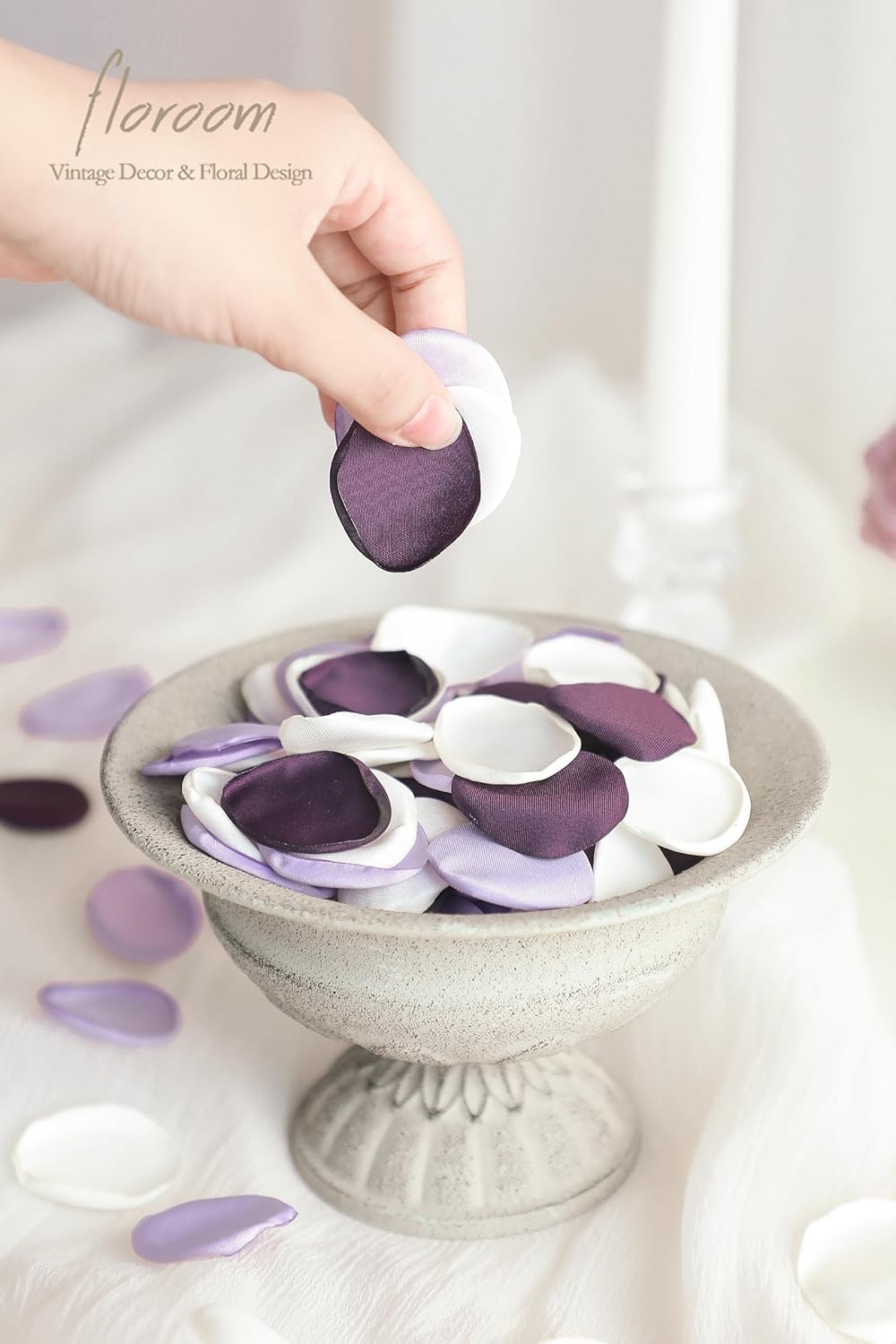Floroom 300pcs Rose Petals Lilac Plum Faux Silk Flower Petals for Wedding Flower Girl Basket Aisle