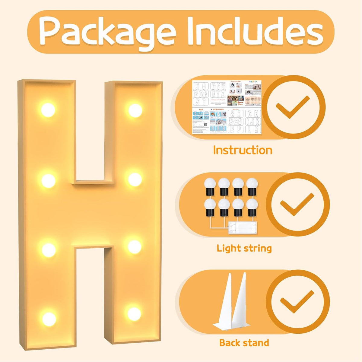Marquee Letters 3 Feet Tall Large Light Up Letters H Happy Birthday Decorations Marry Me Engagement