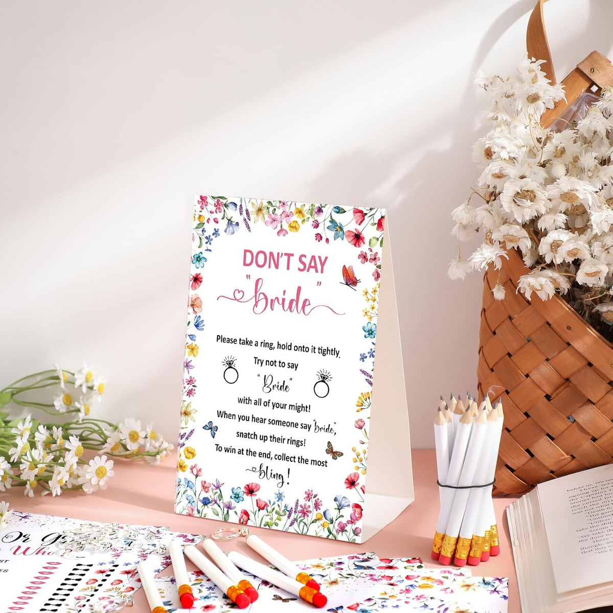 Estune 331 Pcs Bridal Shower Games Supplies, 5 Sets 250 Pcs Wedding Cards 1 Put a Ring on It Bridal