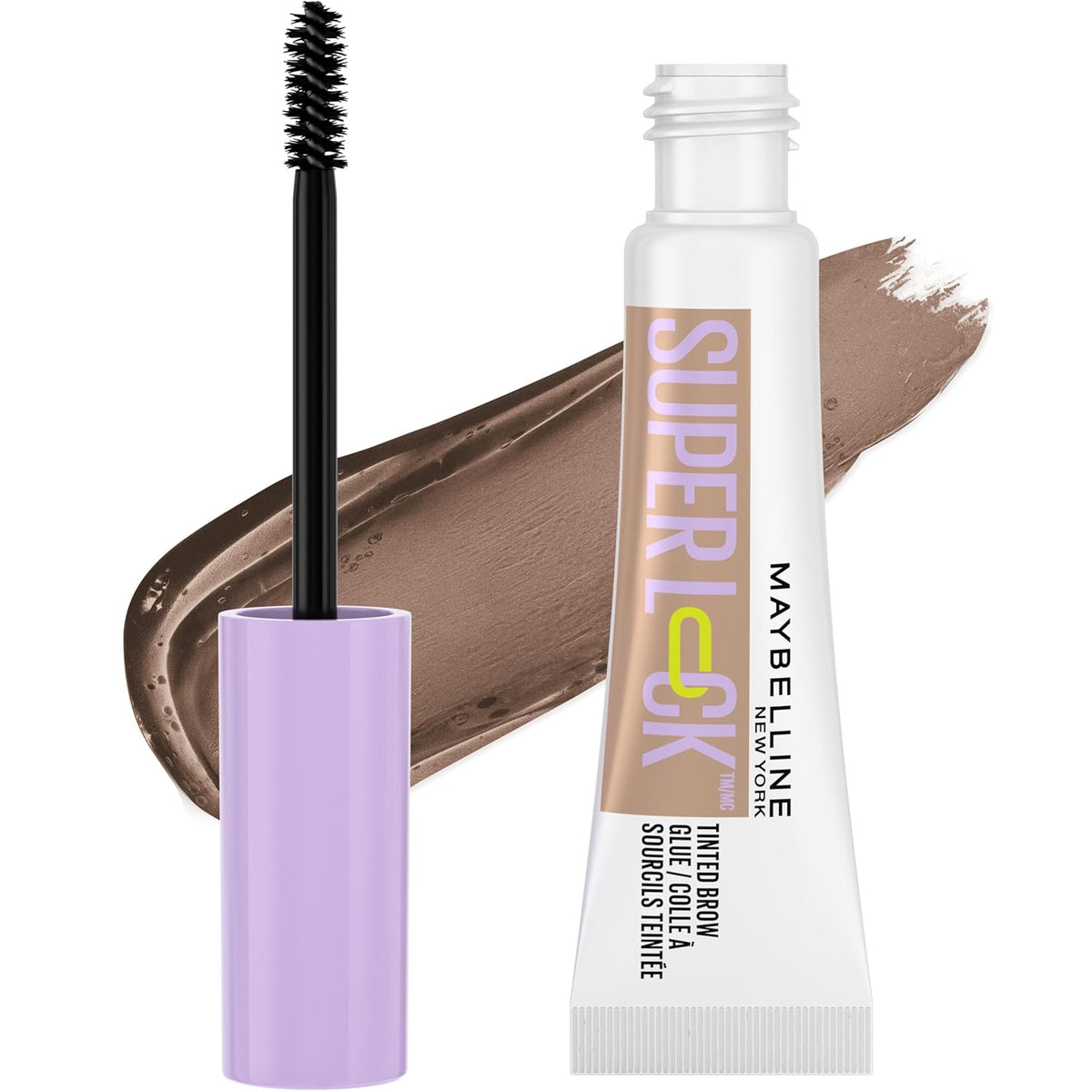 Maybelline Super Lock Brow Glue Eyebrow Gel, Lightweight and Waterproof Tinted Brow Gel For Up To