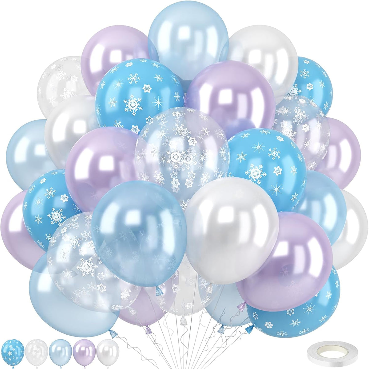 Pearl Purple and Blue Balloons 50pcs, Winter Wonderland Pearl Purple Blue White Iridescent Balloons