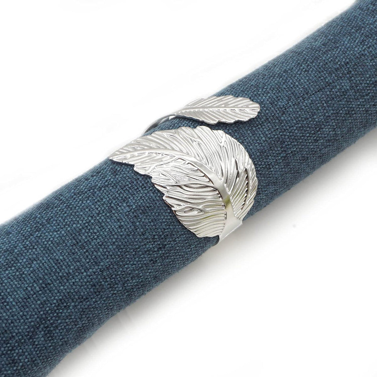 Silver Leaf Napkin Rings Set of 12, Leaves Napkin Rings for Table Setting, Metal Leaf Napkin Holder
