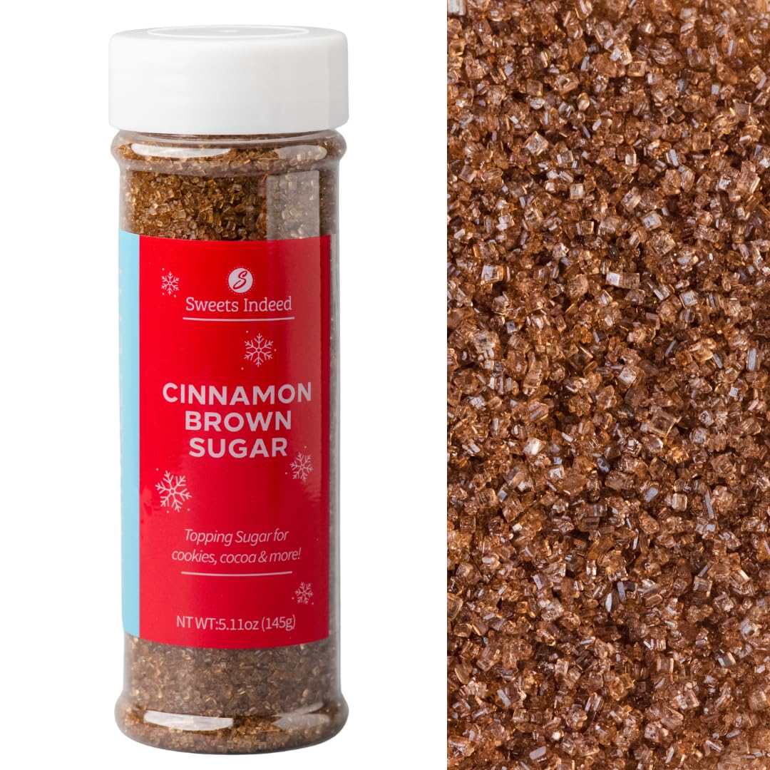 Sweets Indeed Cinnamon Brown Sugar Topping – 5.11 oz Jar | Holiday Baking & Drink Garnish | Edible