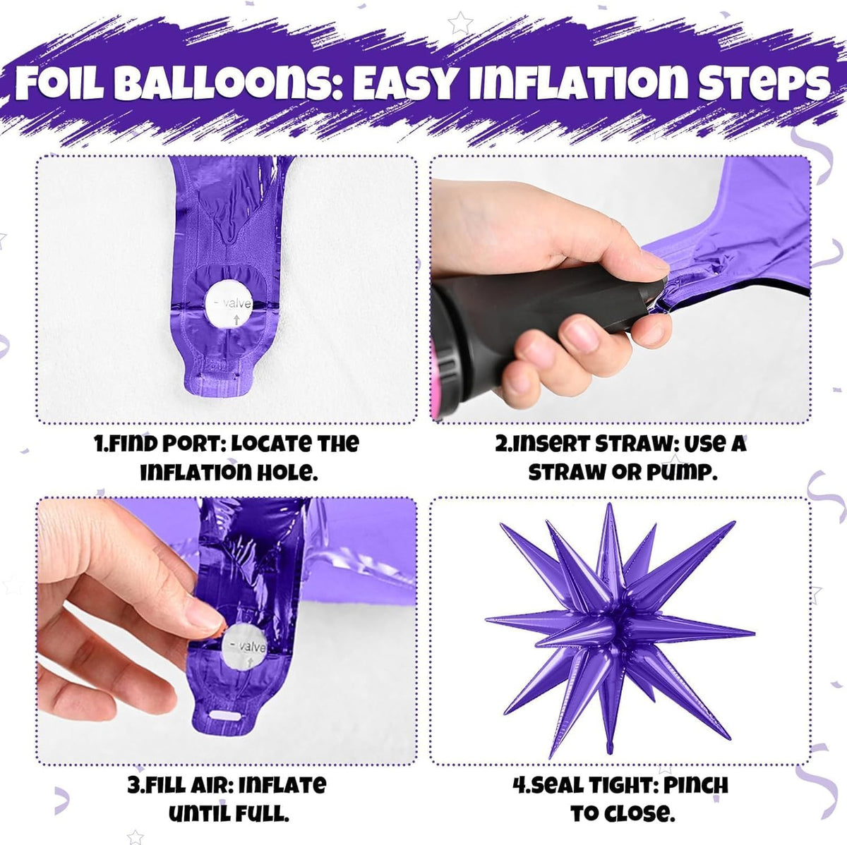 Purple Green Black Balloons, 12 Inch Fruit Green Dark Purple Black Balloons with Star Foil Balloon