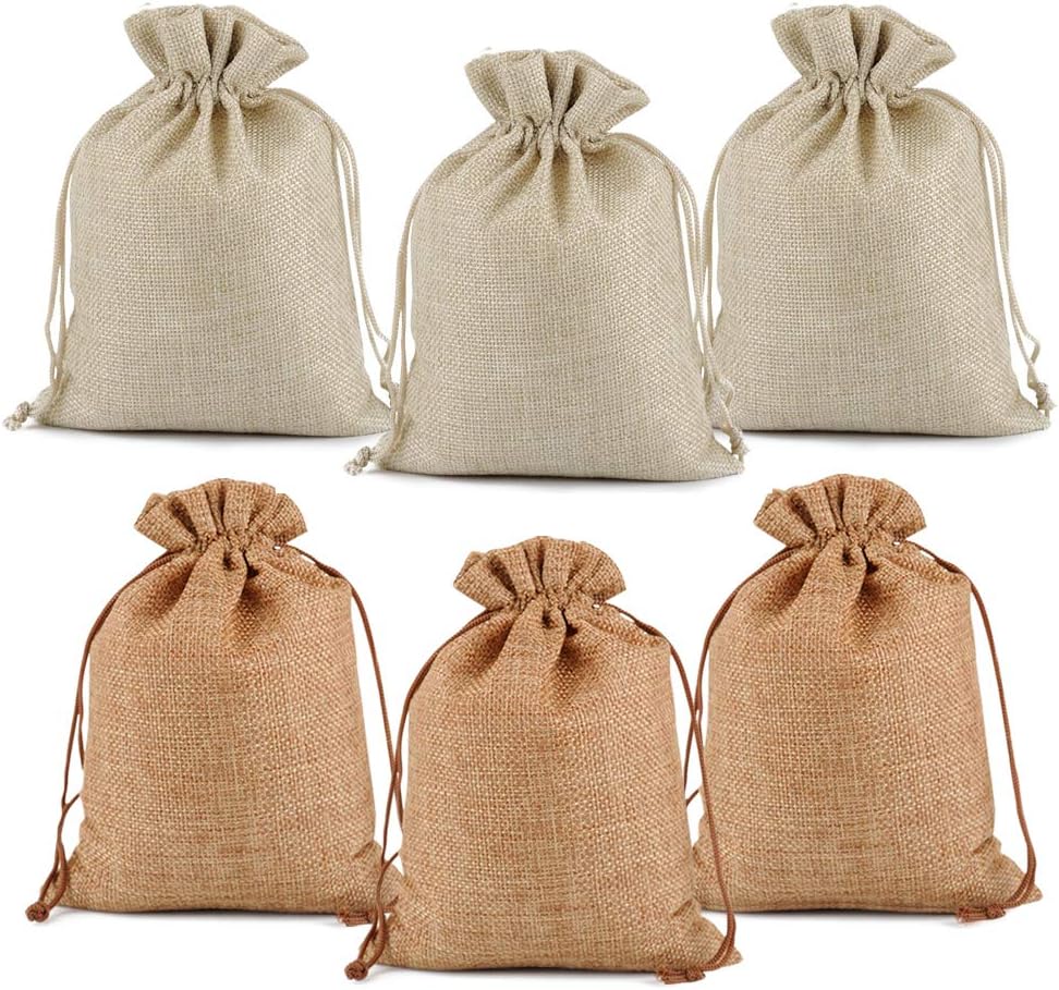 Lucky Monet 25/50/100PCS Burlap Gift Bags Wedding Hessian Jute Bags Linen Jewelry Pouches with