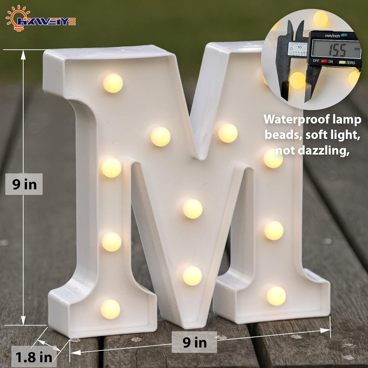 LED Marquee Letters Lights Sign-M, HXWEIYE Led Letters Lights 26 Alphabet, Light Up Number 0-9