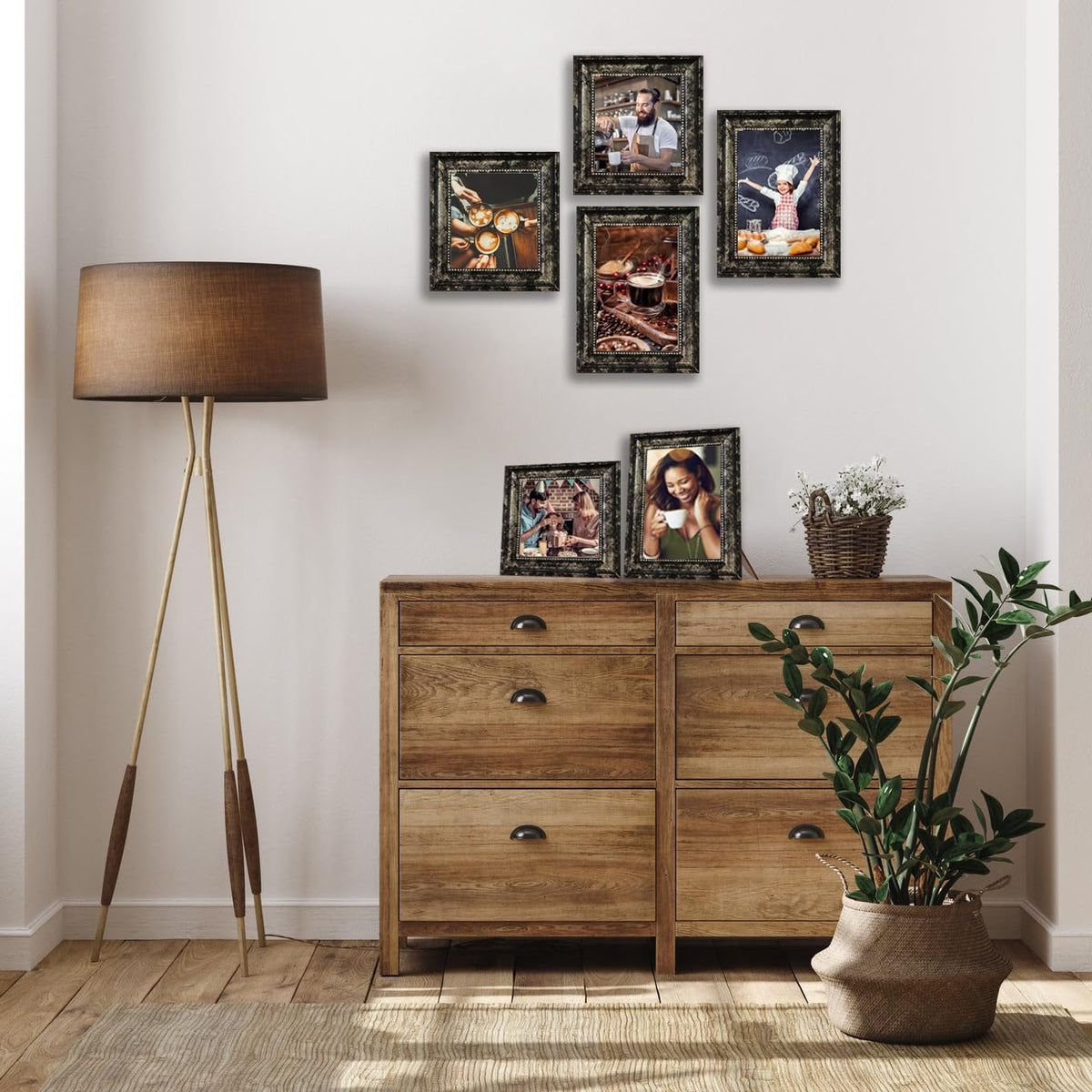 5x7 Picture Frame with Real Glass, 4 set Ornate Vintage Picture Frames for Wall or Tabletop